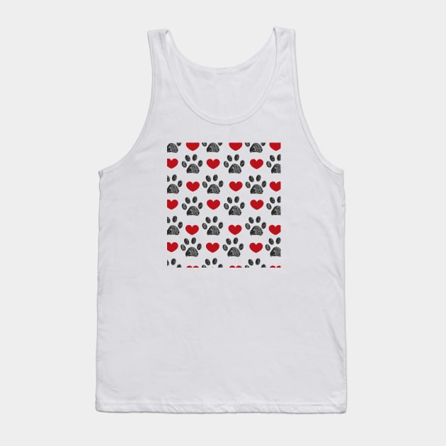 Red heart and black paw print Tank Top by GULSENGUNEL